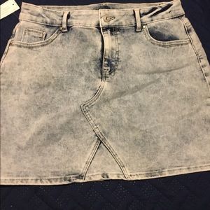Acid wash denim skirt